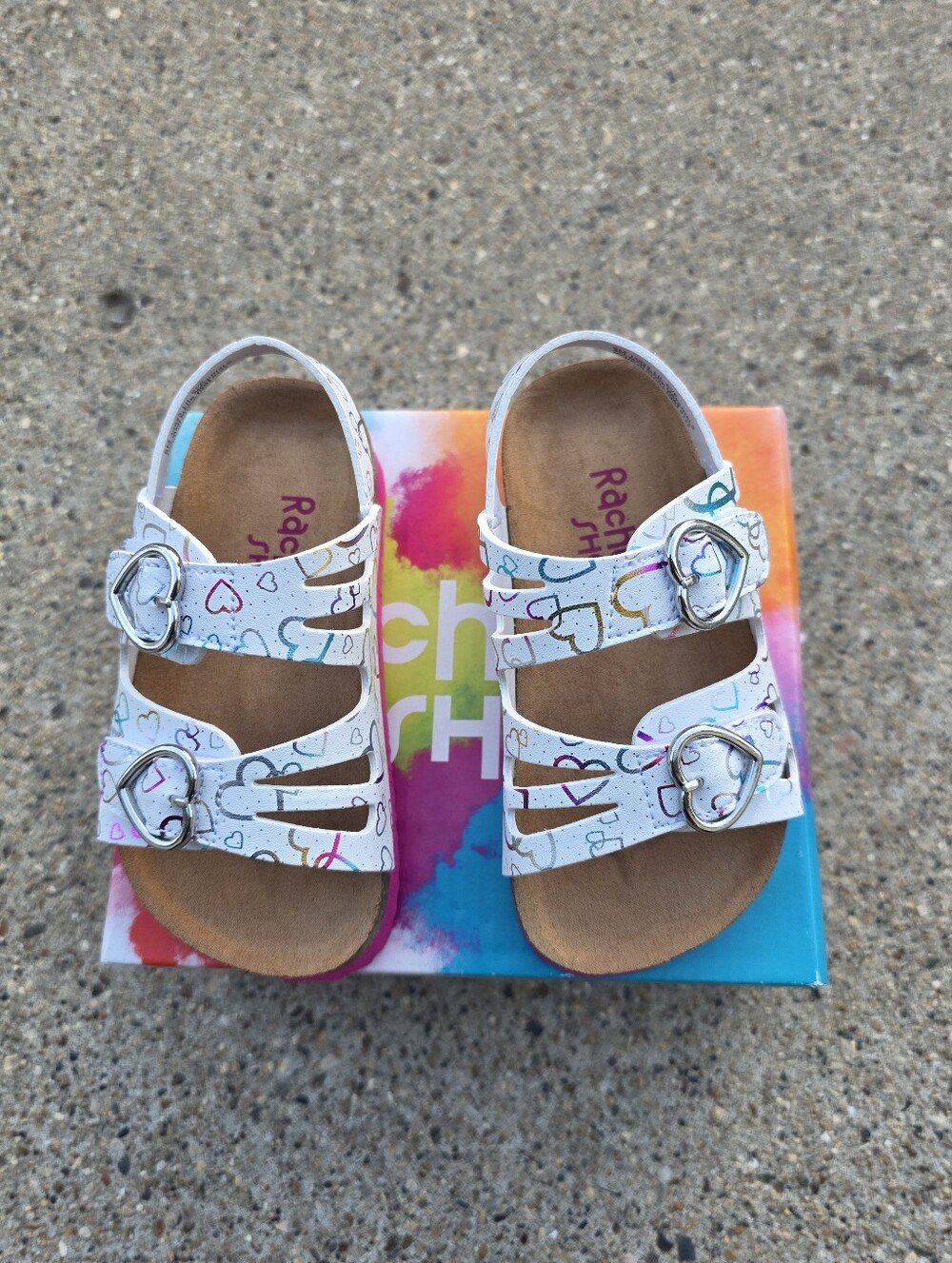 Rachel White Heart-Print Adjustable Sandals Toddler Girls 8